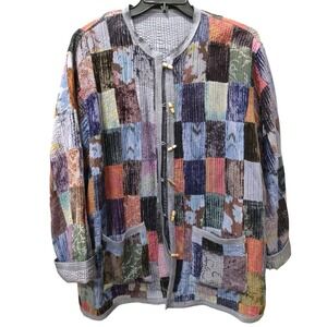 Chic Soul‎ L/XL Quilted Patchwork Reversible Jacket Multicolor Viscose Coat
